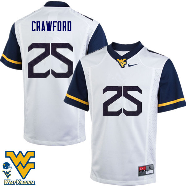 NCAA Men's Justin Crawford West Virginia Mountaineers White #25 Nike Stitched Football College Authentic Jersey HU23T81GP